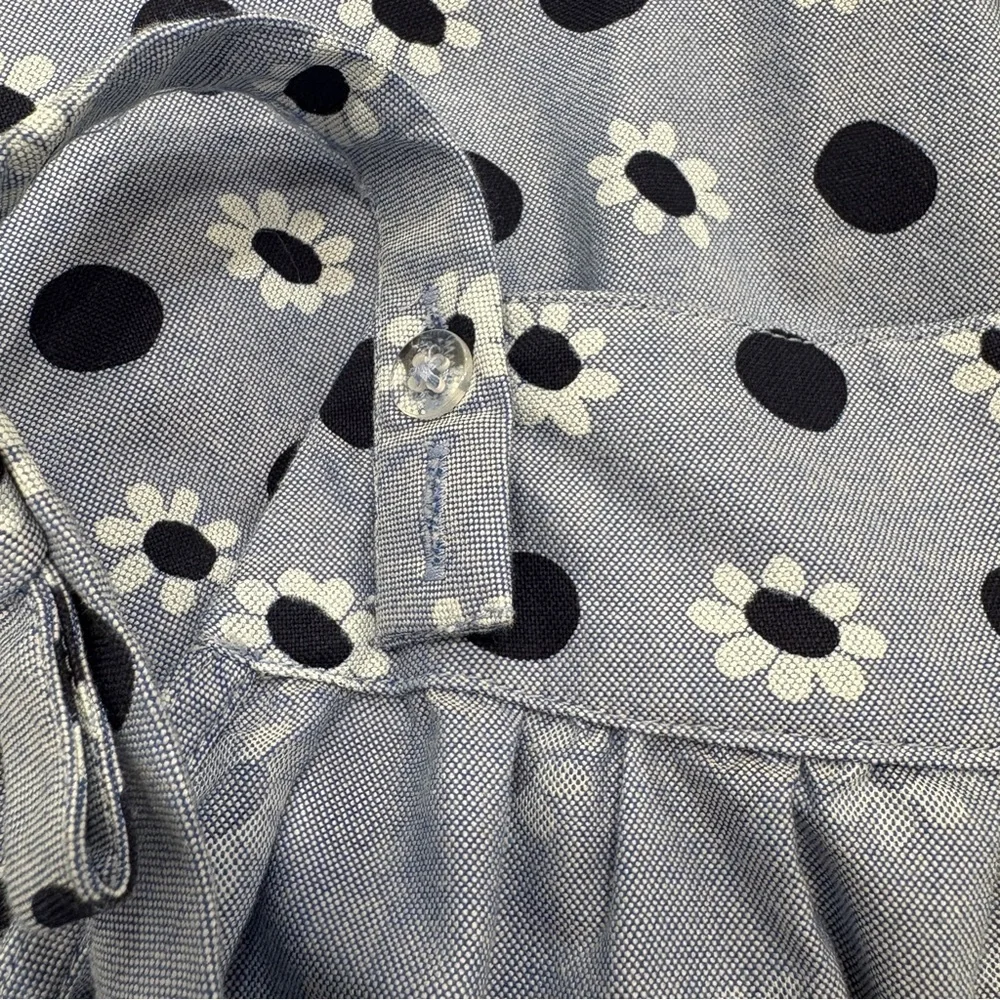 🌟HANNA ANDERSSON🌟 GIRLS CHAMBRAY FLORAL POLKA DOT TIERED SUN DRESS BLUE SZ 10